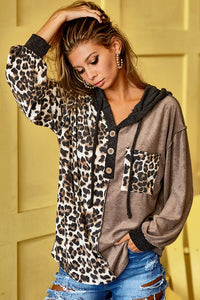 Leopard Coco Henley Hoodie