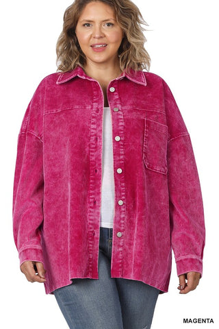 Magenta Corduroy Shacket