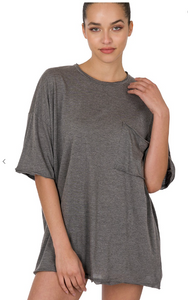 Heather Black Oversized Tee