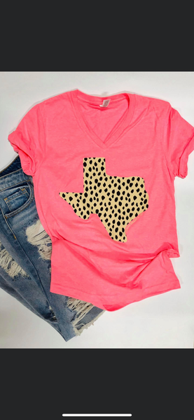 Neon pink Texas Vneck