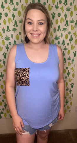 Spring blue leopard tank