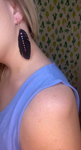 Black suede feather earrings