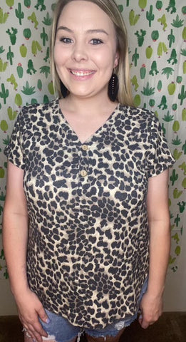 Leopard button top