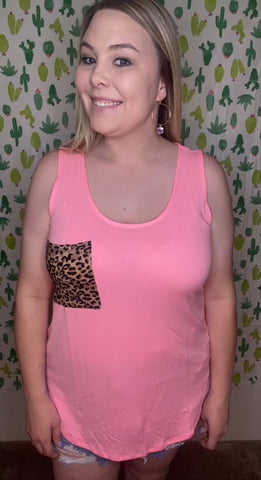 Bright pink leopard tank